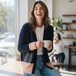 COS Navy and Pink Women's Cardigan